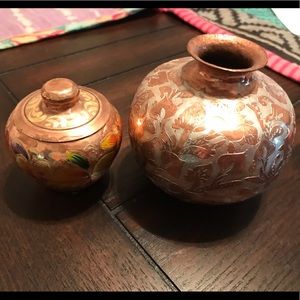 Small copper decorative “vases”